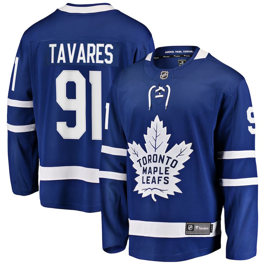 Men Toronto Maple Leafs #91 John Tavares Fanatics Branded Blue Home Premier Breakaway Player NHL Jersey->women nhl jersey->Women Jersey